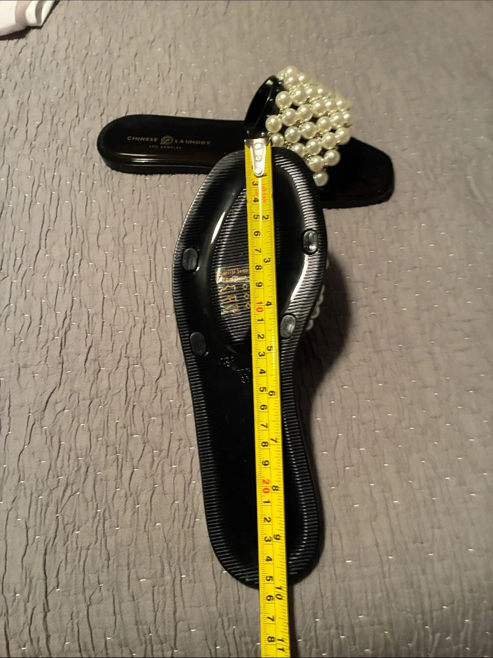 Chinese Laundry Black Slide Sandal with Pearl Embellishment. Size 7. Never worn